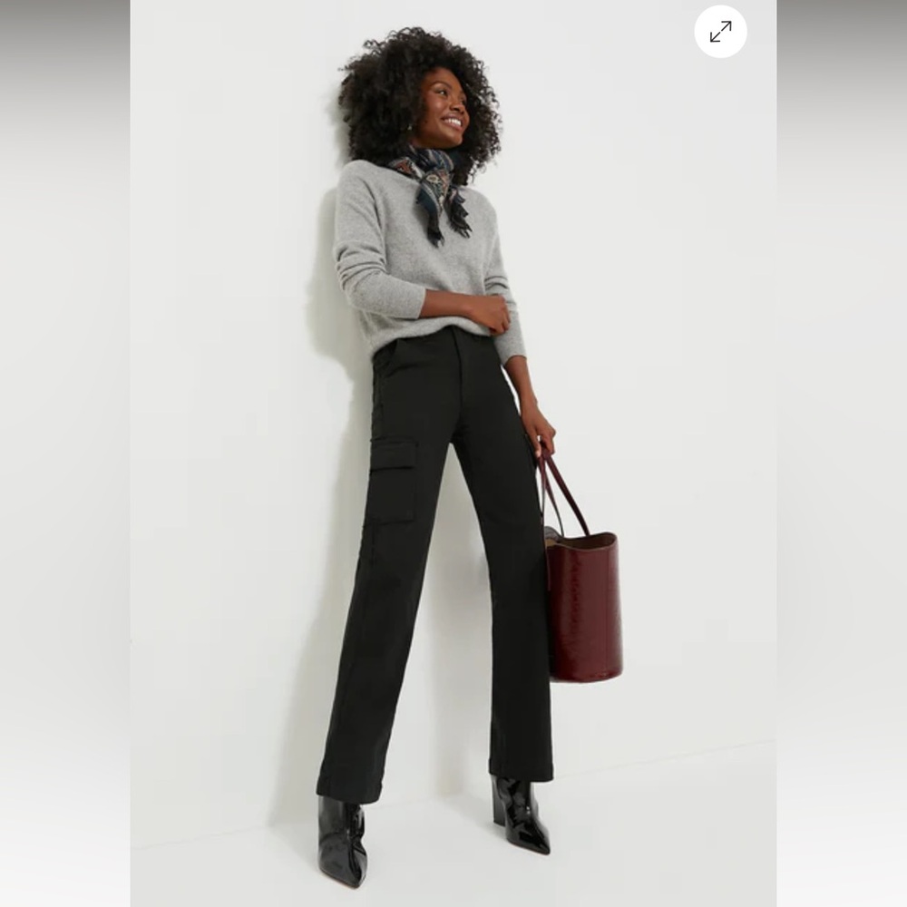 NWT MOTHER Pitch The Straight Up Rambler Cargo Wide Leg Jeans Black